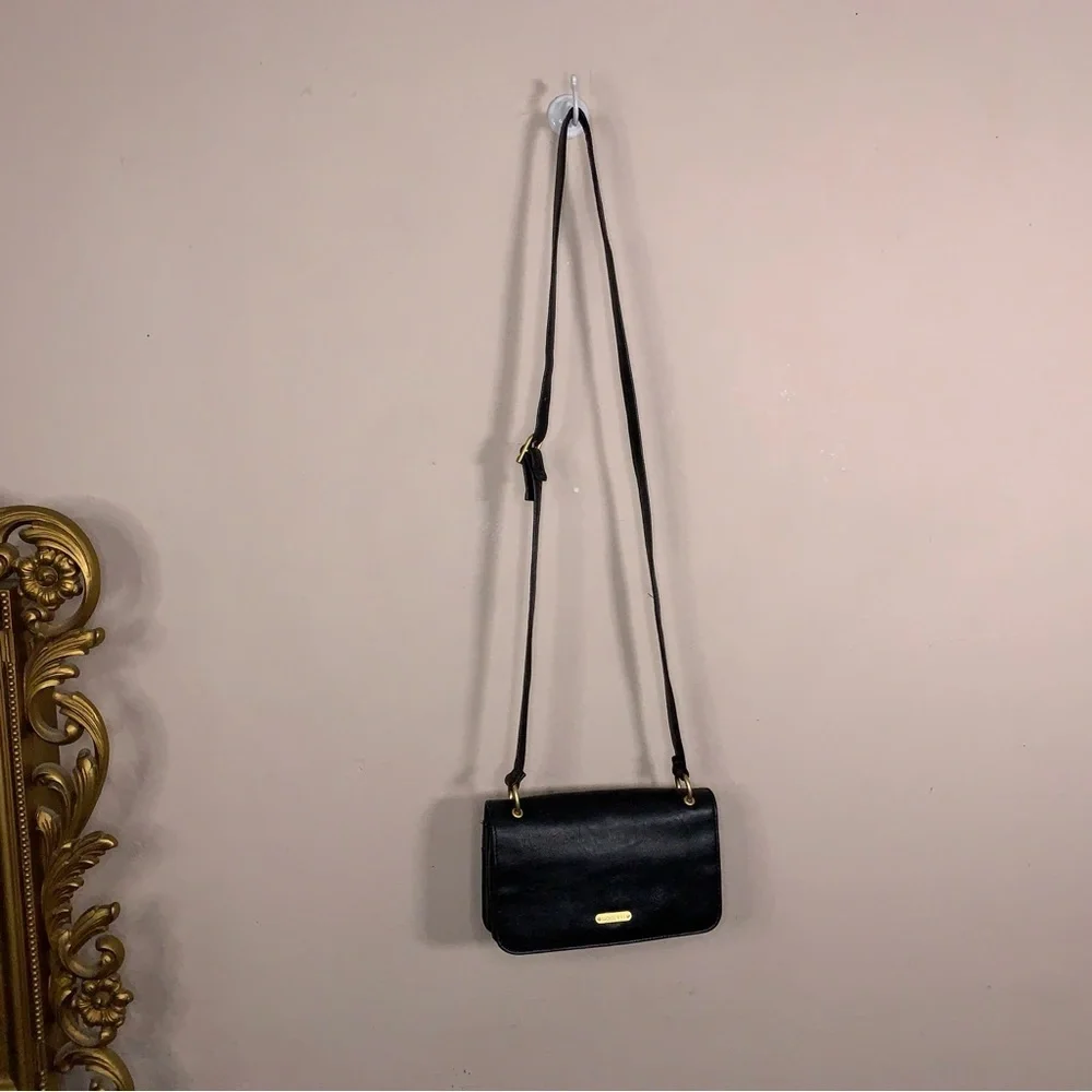 Rosetti Black Faux Leather Crossbody Purse Gold Hardware Travel Classic
